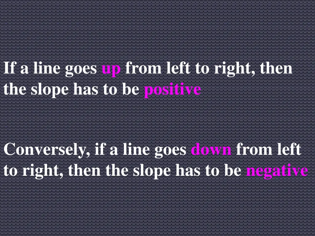if a line goes up from left to right then
