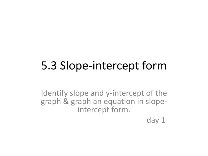 5 3 slope intercept form
