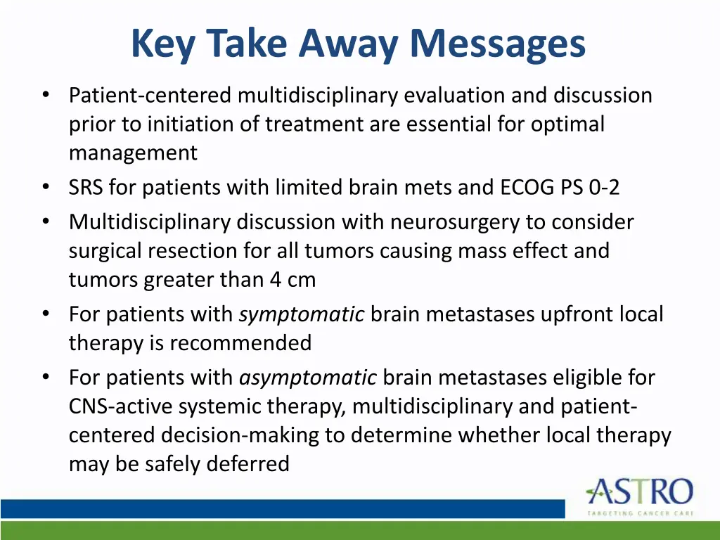 key take away messages
