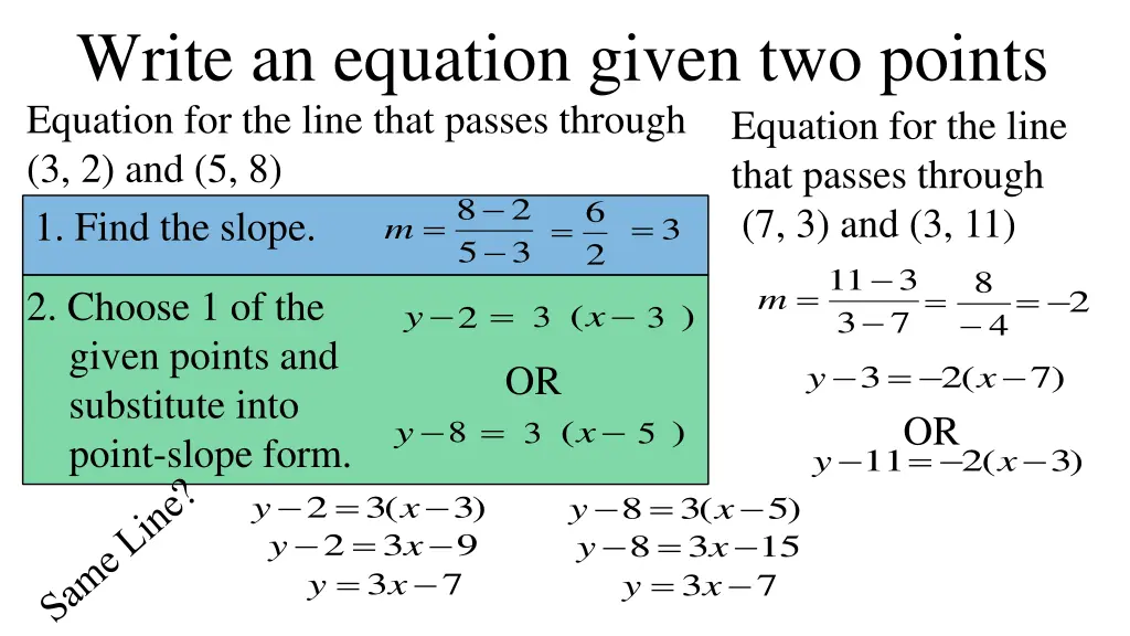 write an equation given two points equation