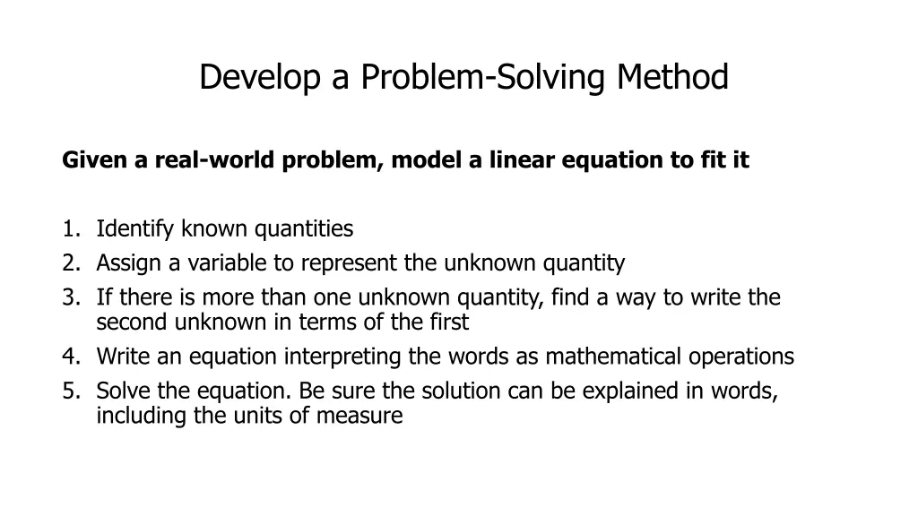develop a problem solving method