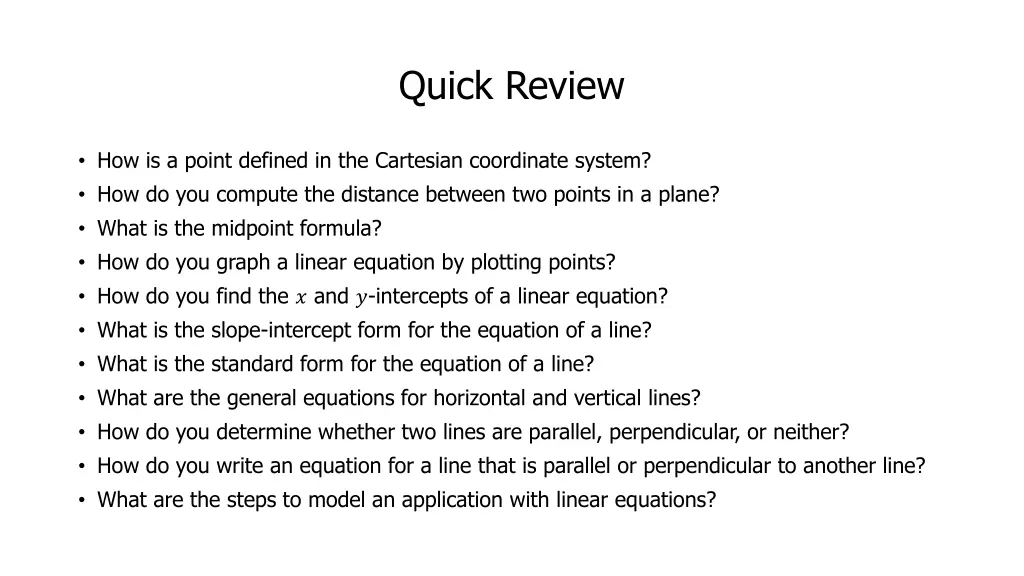 quick review
