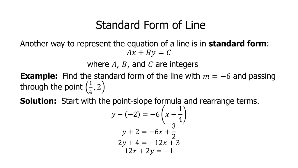 standard form of line