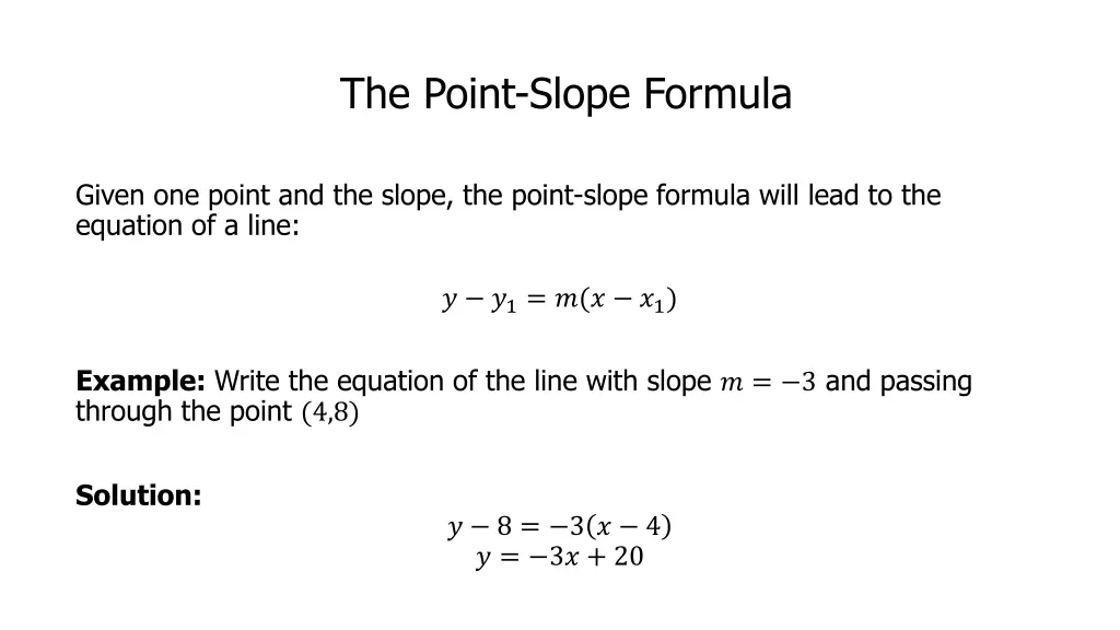 the point slope formula