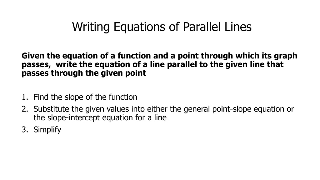 writing equations of parallel lines
