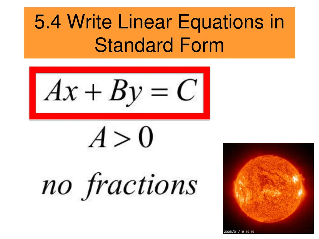 5 4 write linear equations in standard form