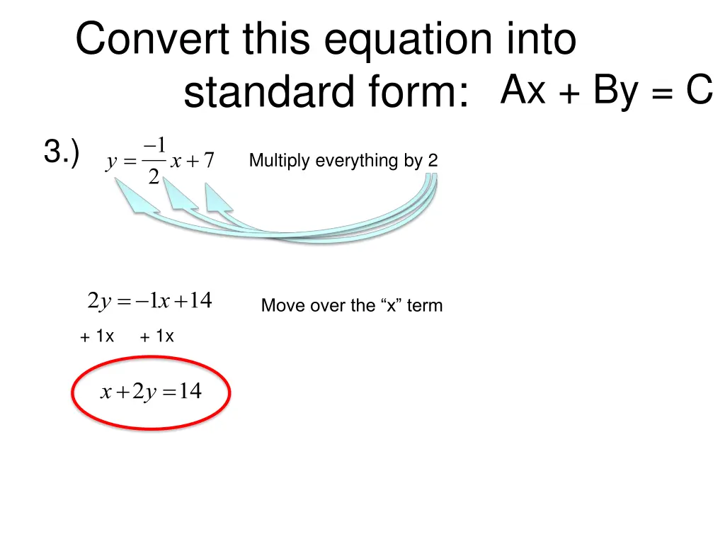 convert this equation into standard form 3 2 x 7