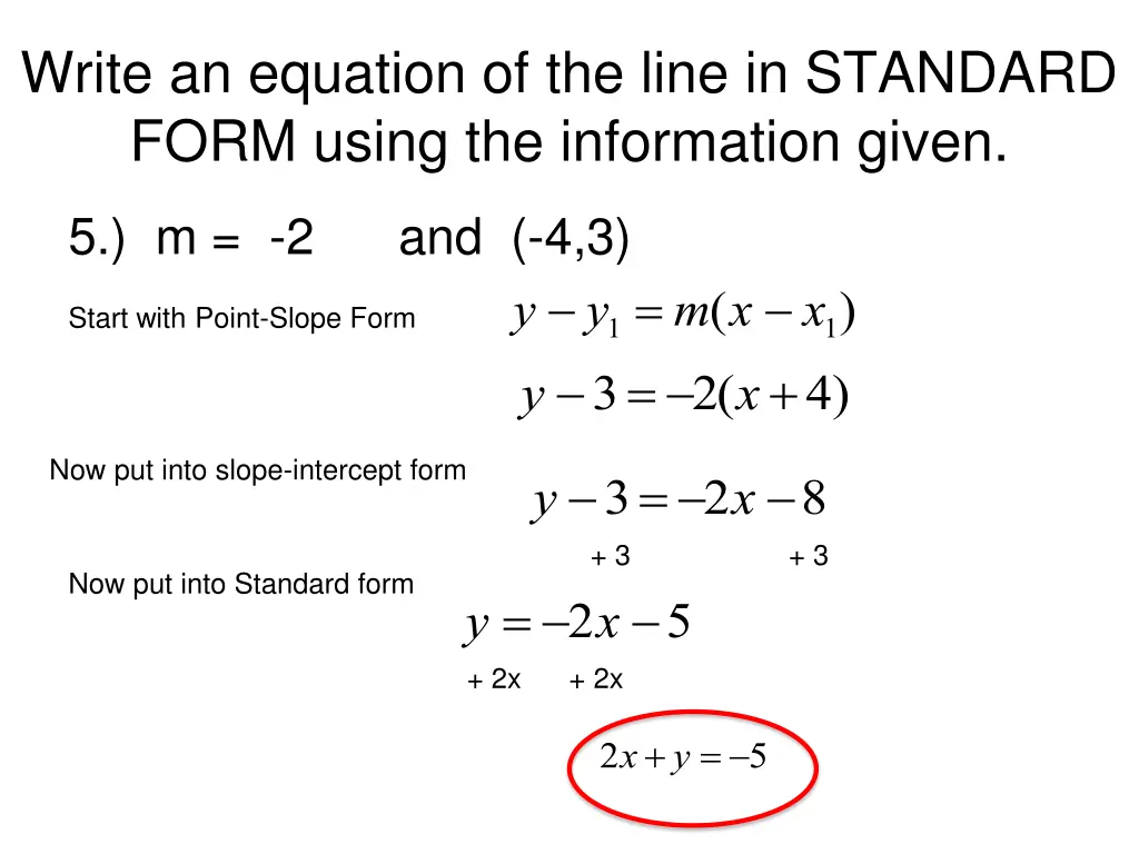 write an equation of the line in standard form 3