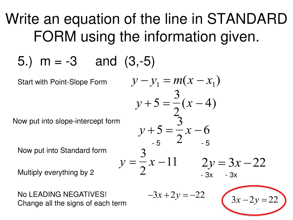 write an equation of the line in standard form 4