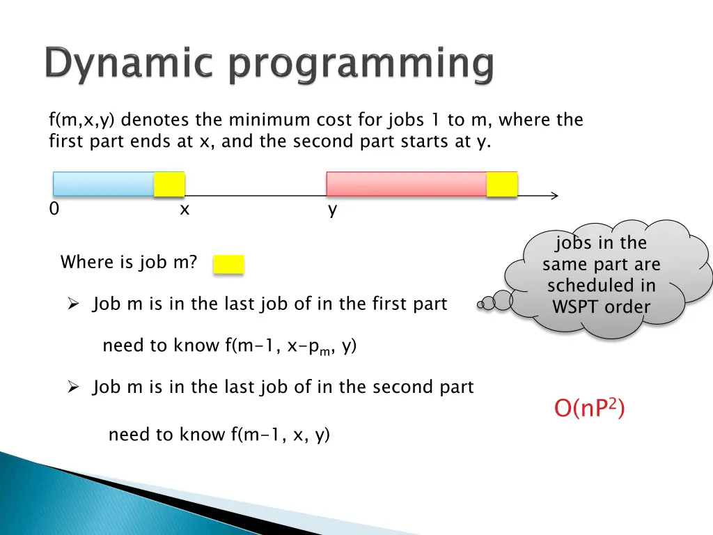 f m x y denotes the minimum cost for jobs