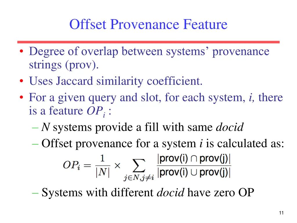 offset provenance feature