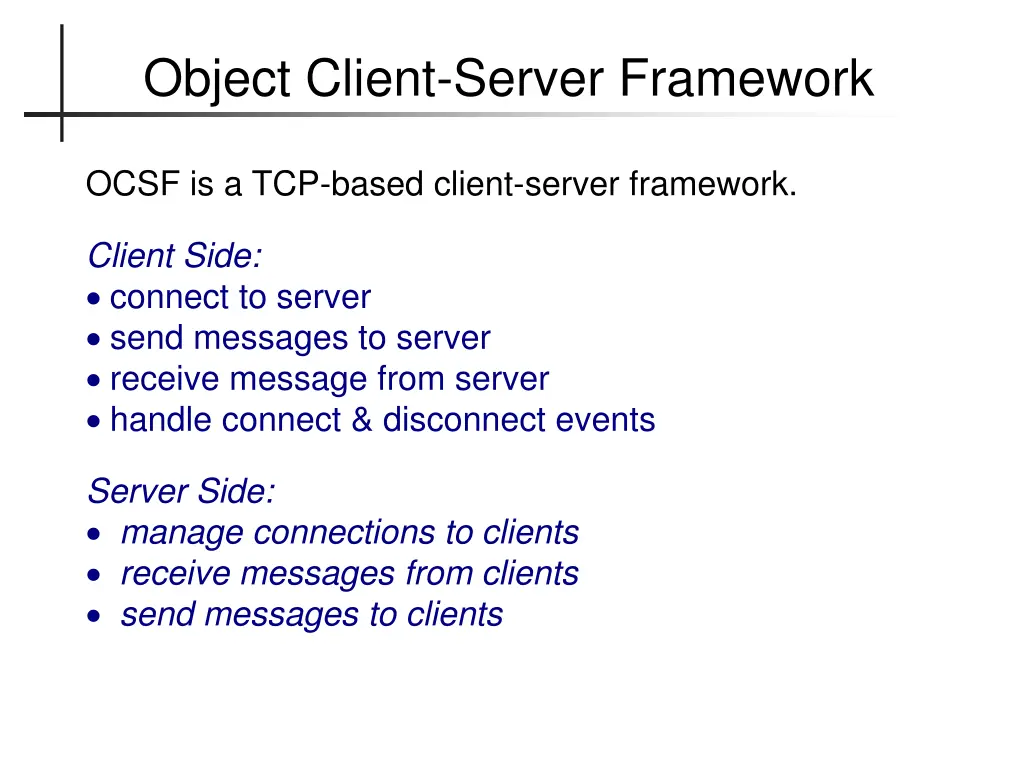 object client server framework