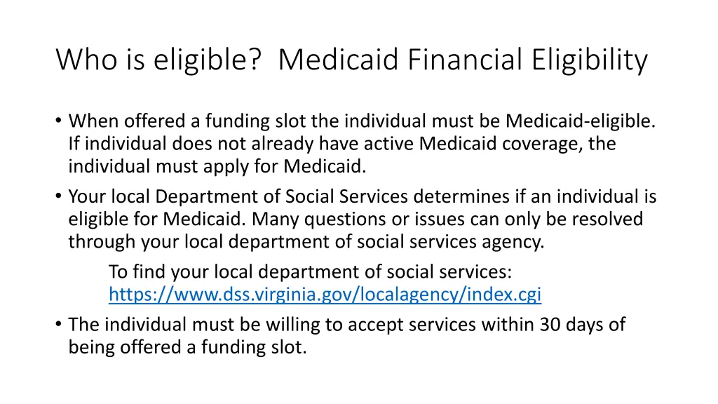 who is eligible medicaid financial eligibility