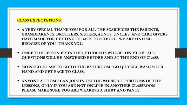 class expectations