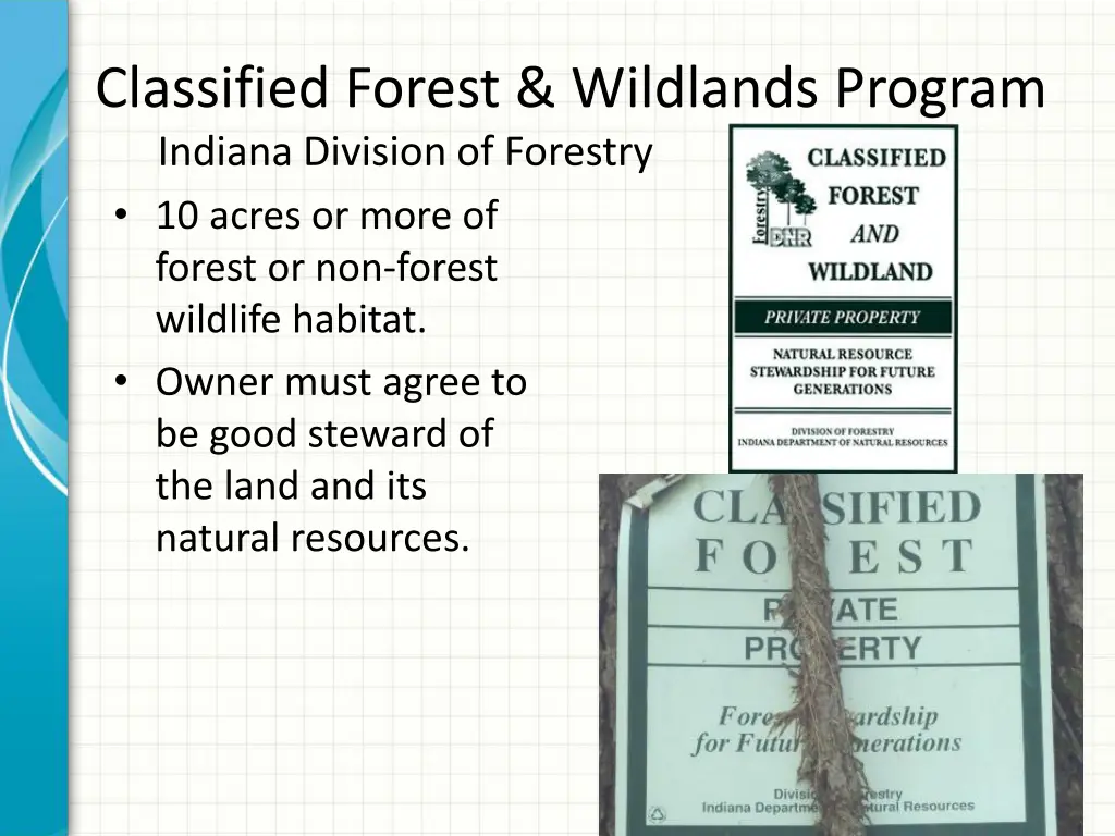 classified forest wildlands program indiana