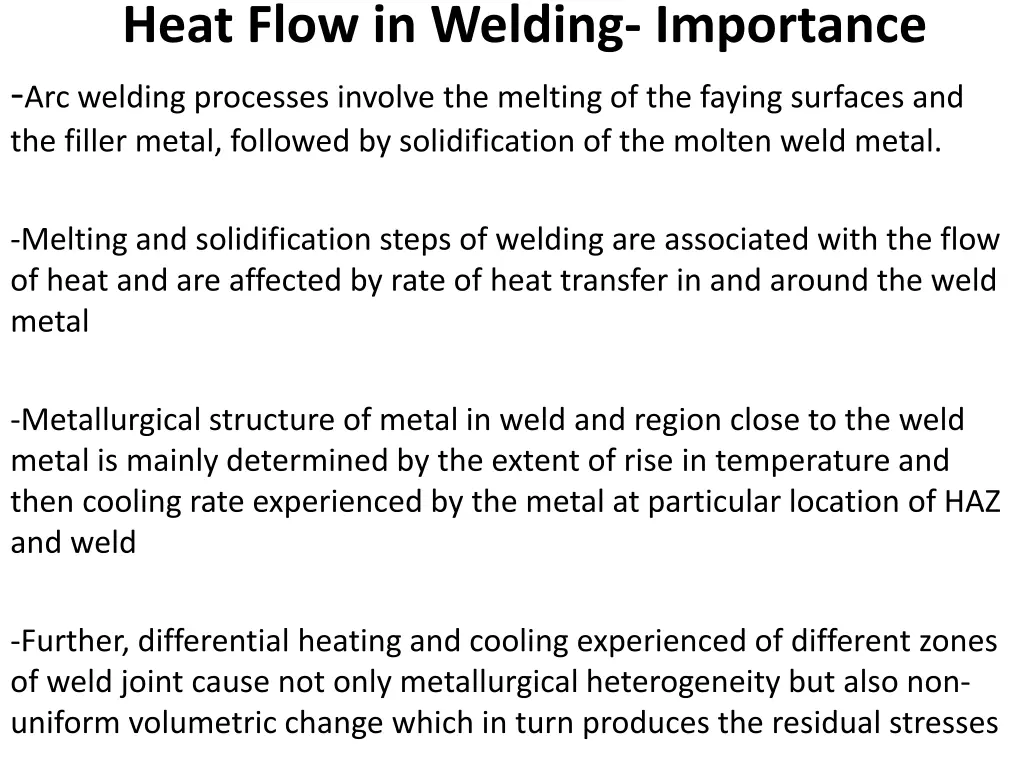 heat flow in welding importance arc welding