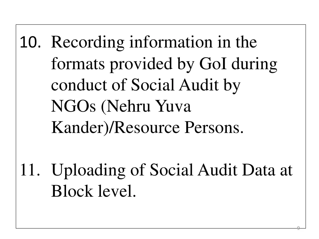10 recording information in the formats provided