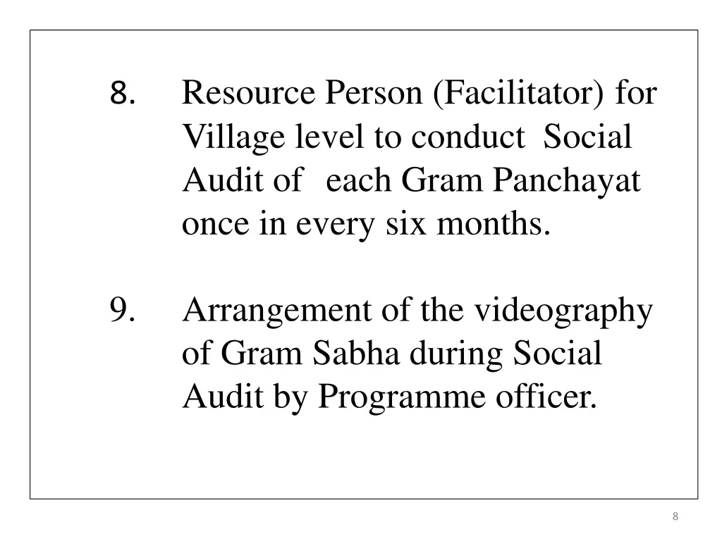 resource person facilitator for village level