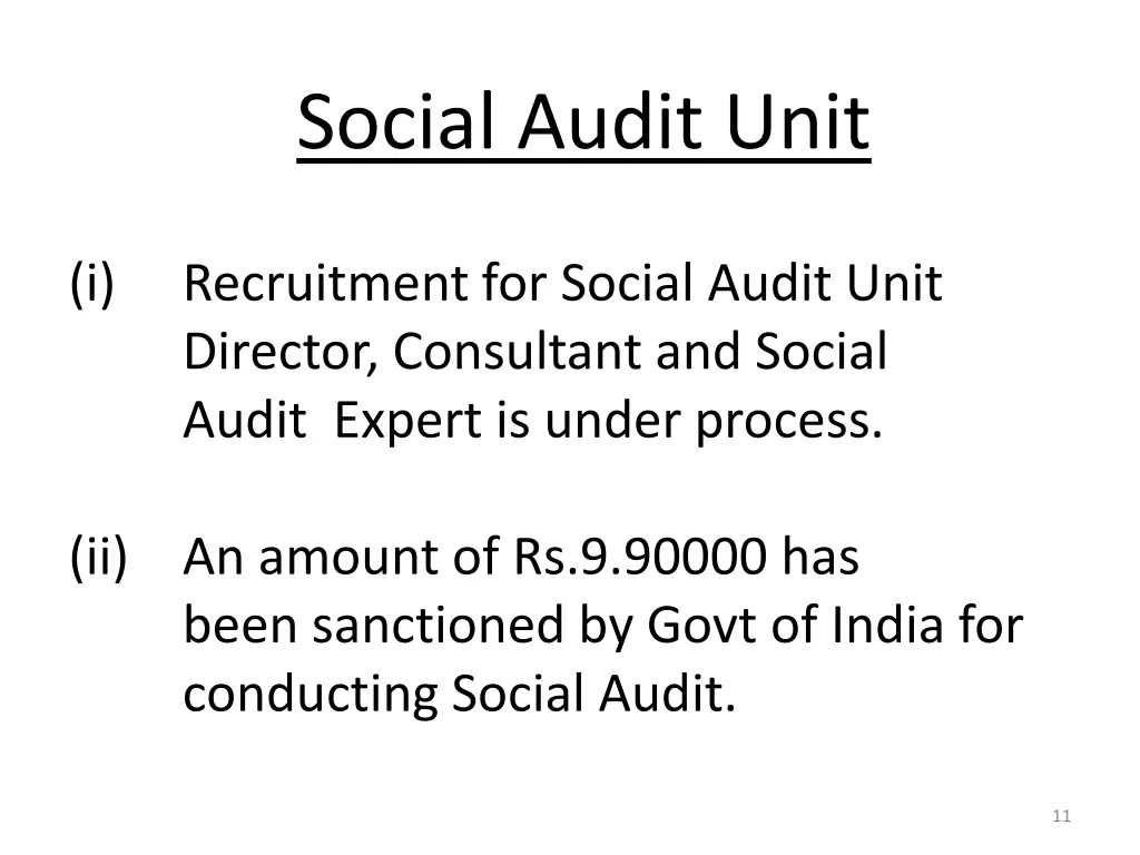 social audit unit