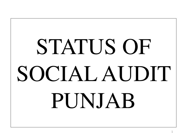 status of social audit punjab