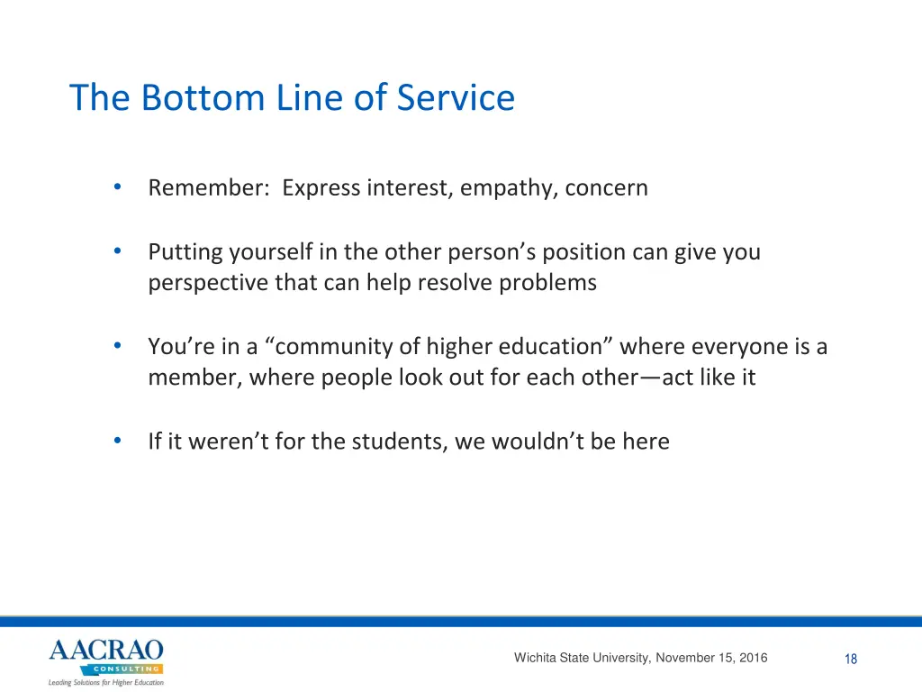 the bottom line of service