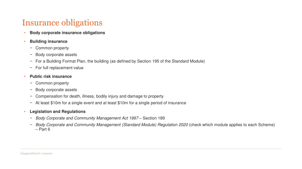 insurance obligations