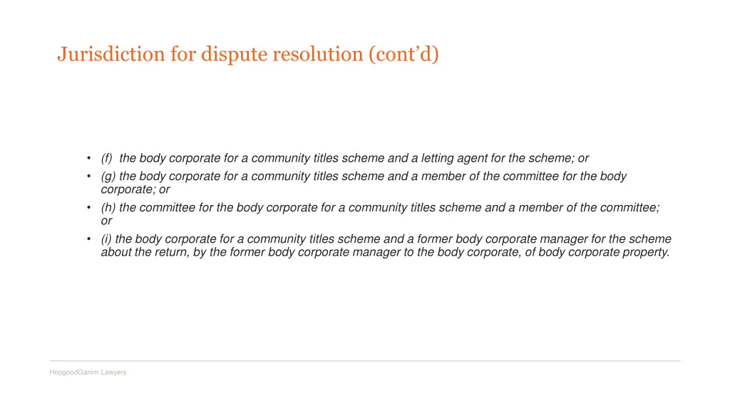 jurisdiction for dispute resolution cont d