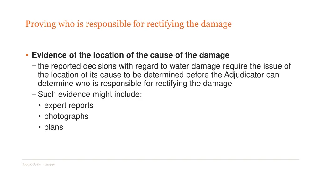 proving who is responsible for rectifying