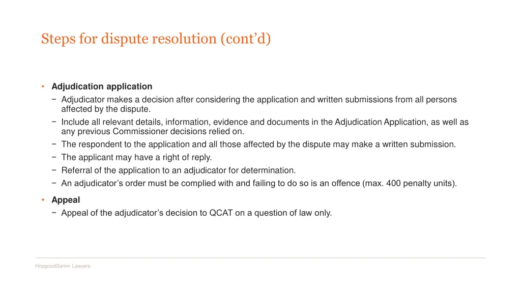 steps for dispute resolution cont d
