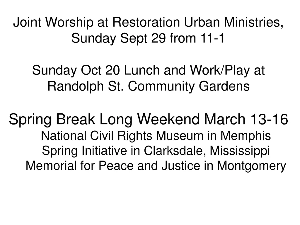 joint worship at restoration urban ministries