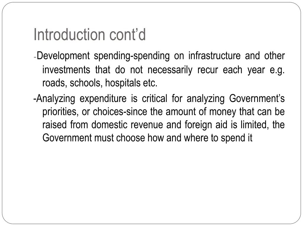 introduction cont d development spending spending