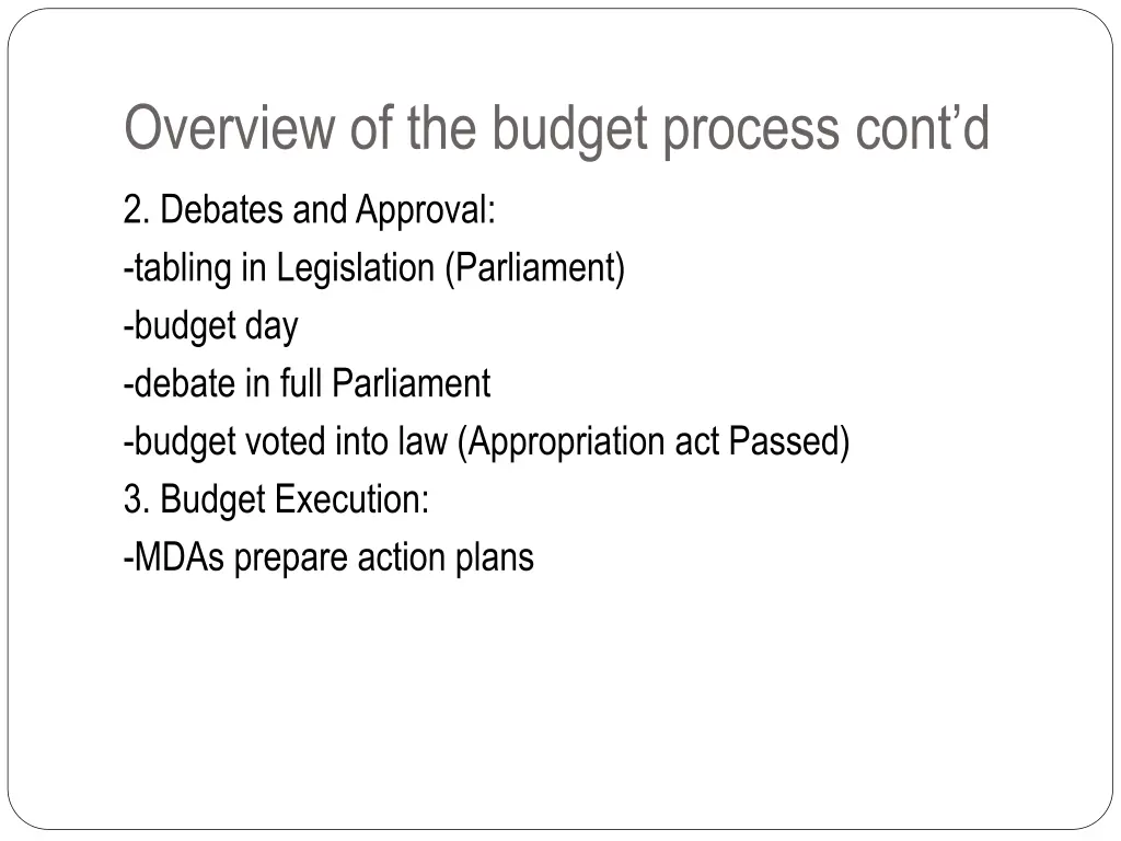 overview of the budget process cont d