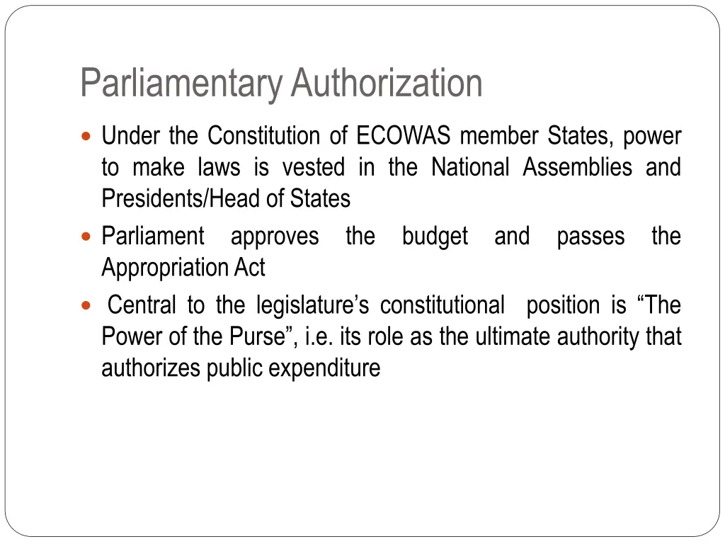 parliamentary authorization