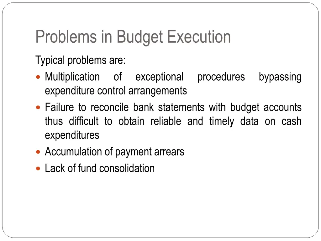 problems in budget execution