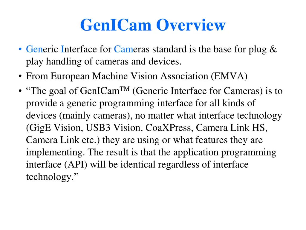genicam overview