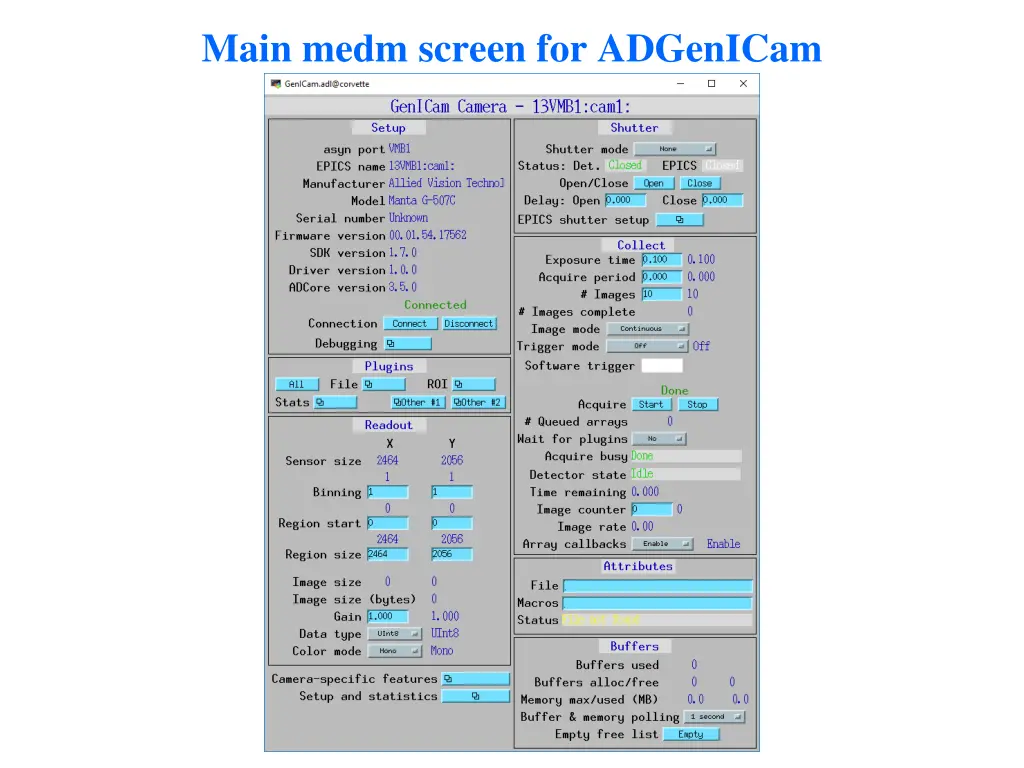 main medm screen for adgenicam