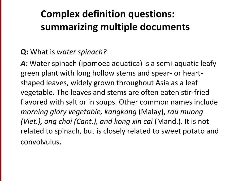 complex definition questions summarizing multiple