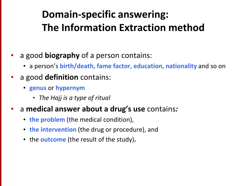 domain specific answering the information