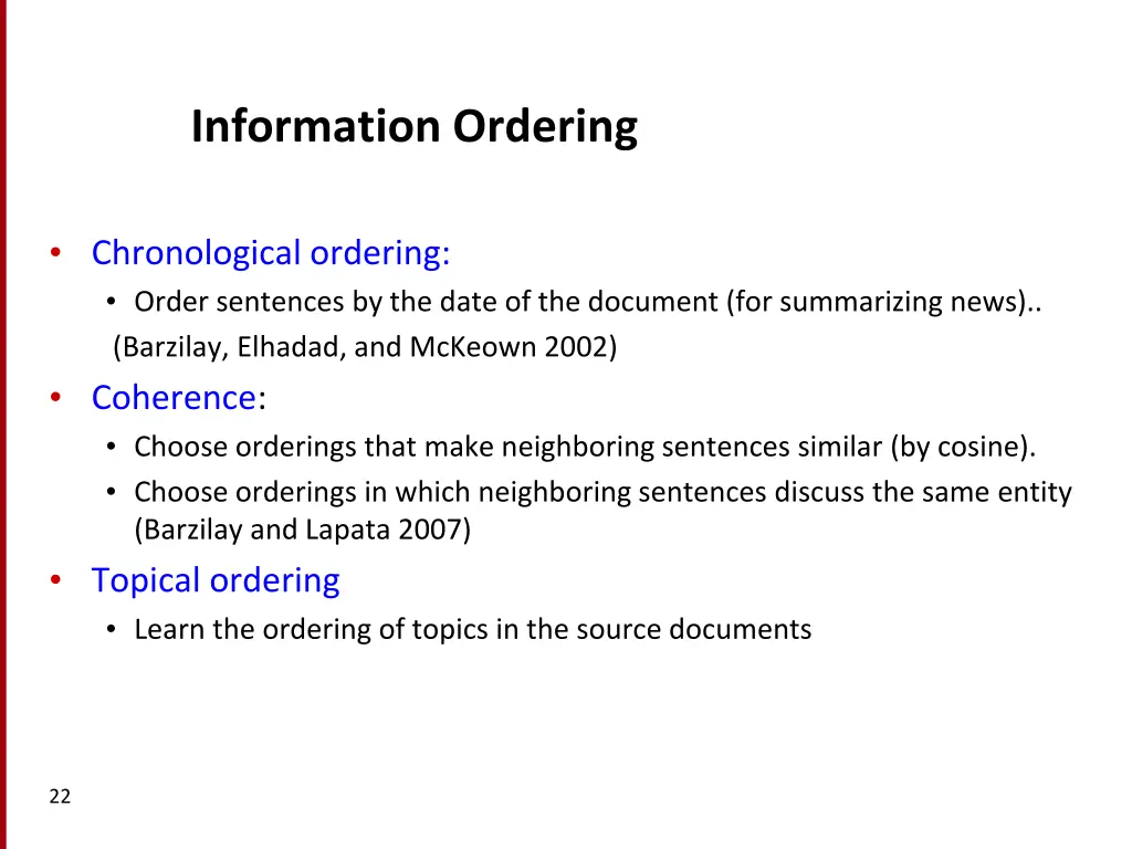 information ordering