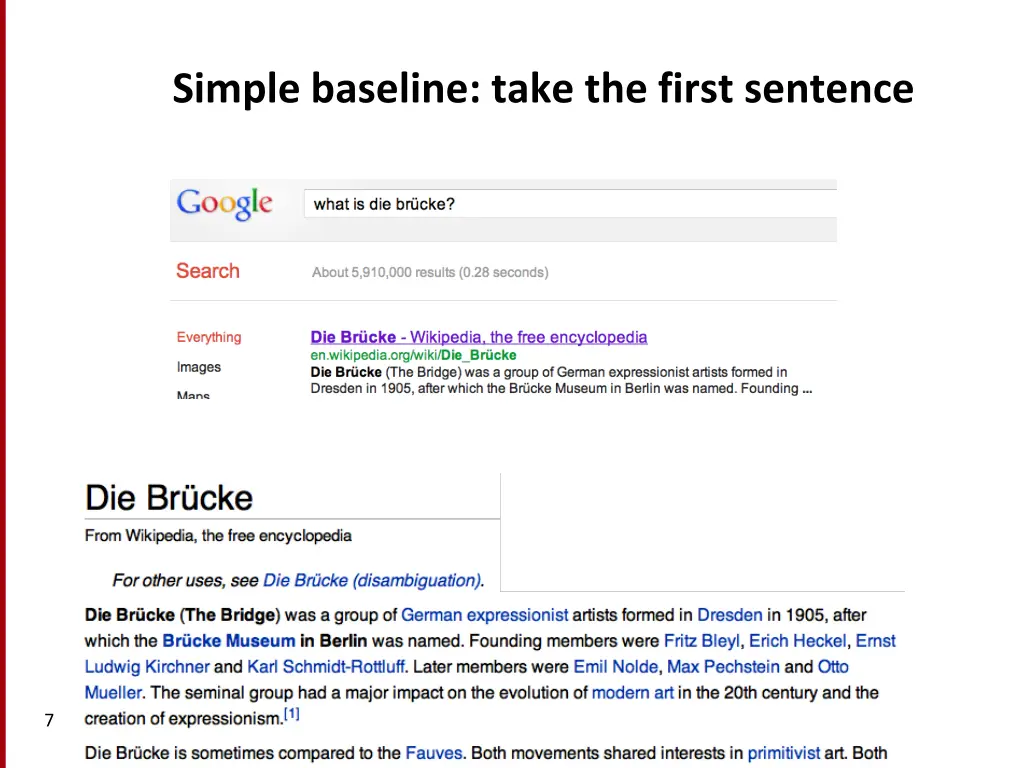 simple baseline take the first sentence