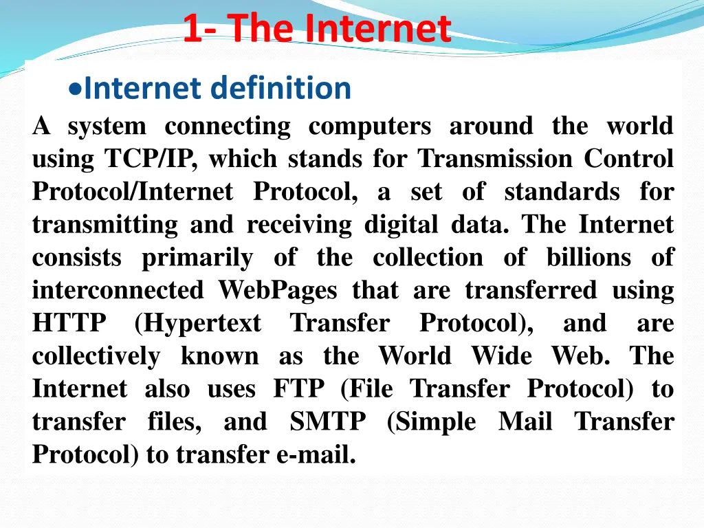 1 the internet internet definition a system