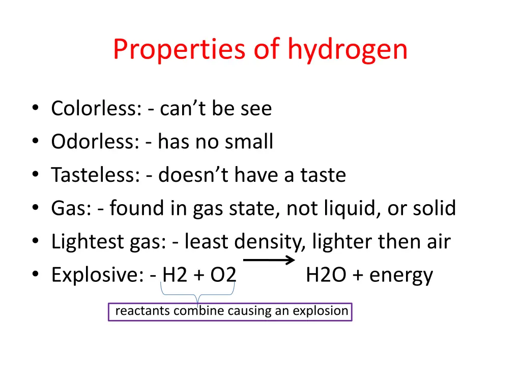 properties of hydrogen