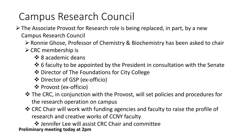 campus research council the associate provost