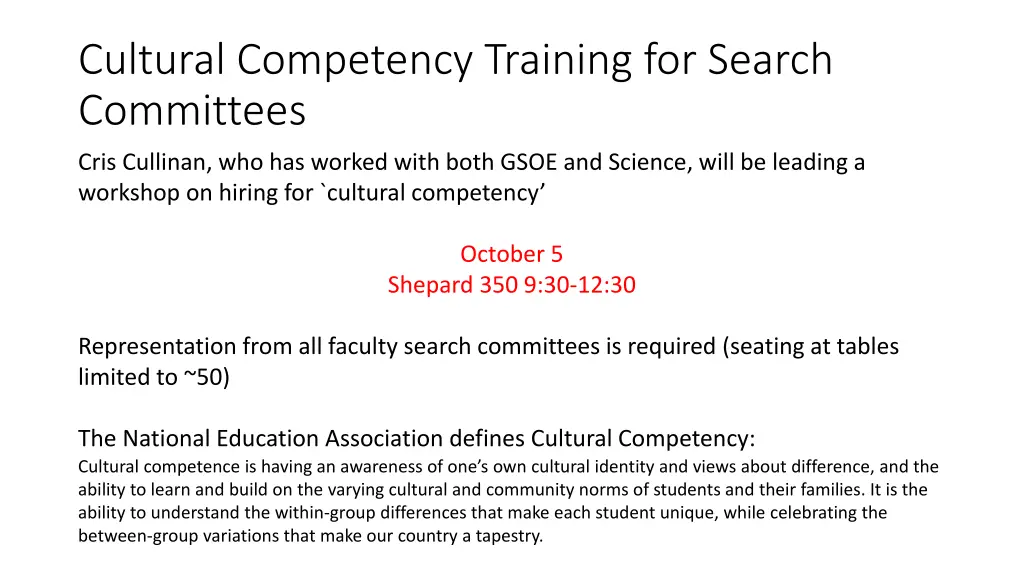 cultural competency training for search committees