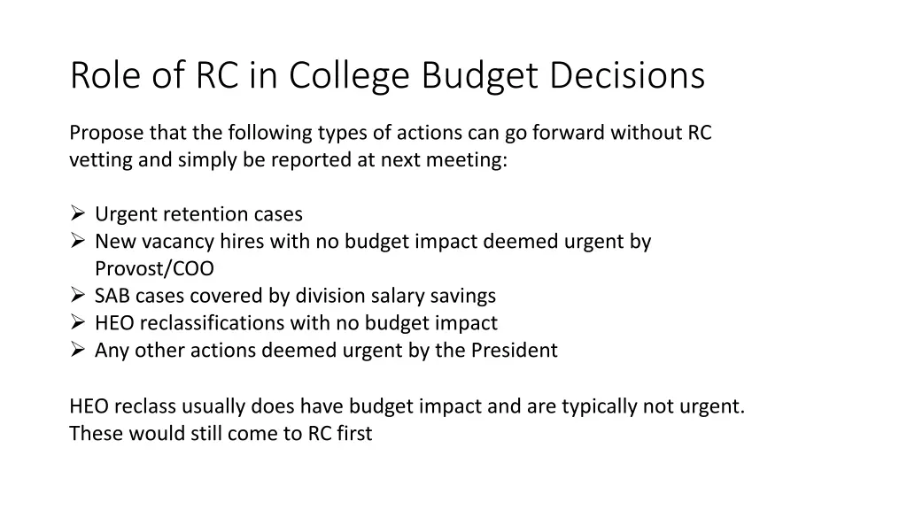 role of rc in college budget decisions 2