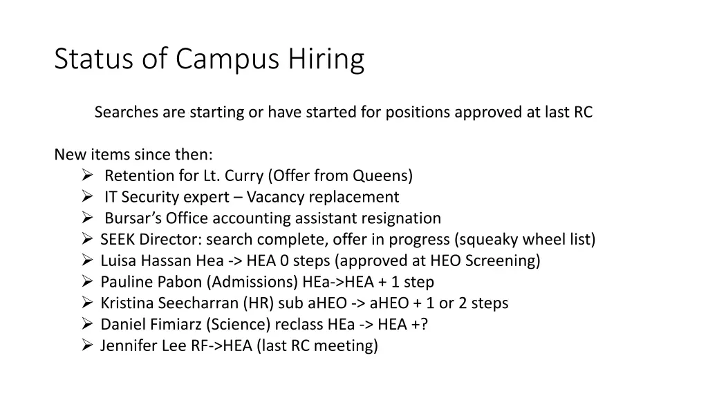 status of campus hiring