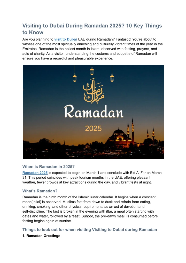 visiting to dubai during ramadan 2025