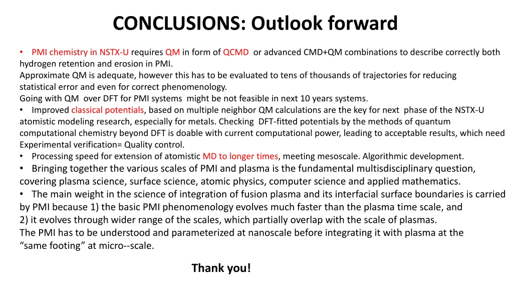 conclusions outlook forward