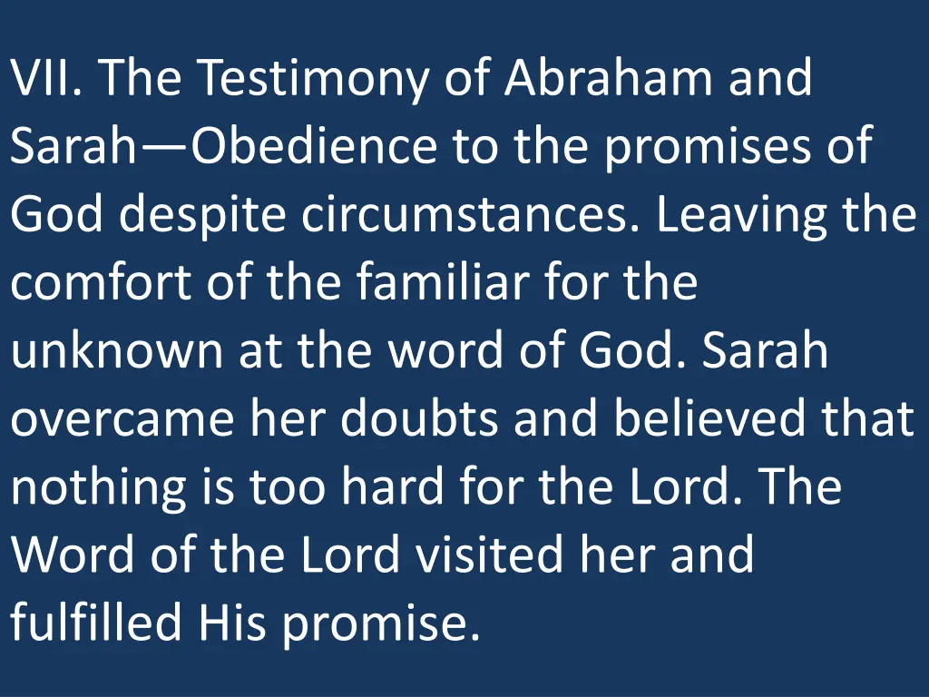 vii the testimony of abraham and sarah obedience