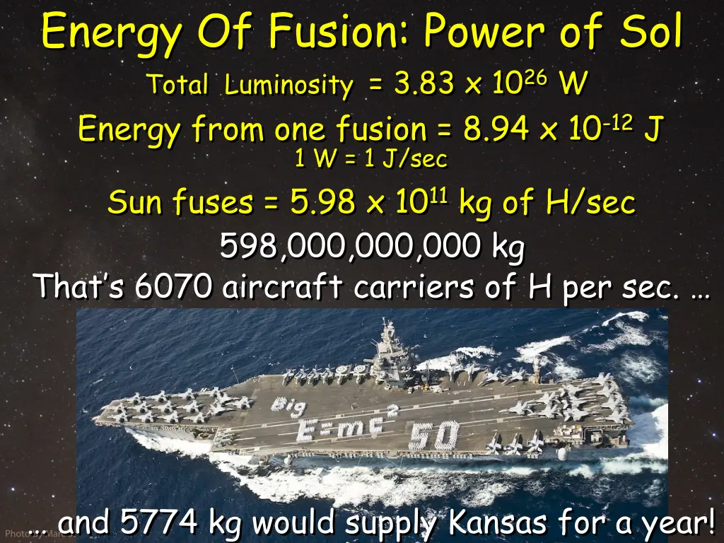 energy of fusion power of sol total luminosity